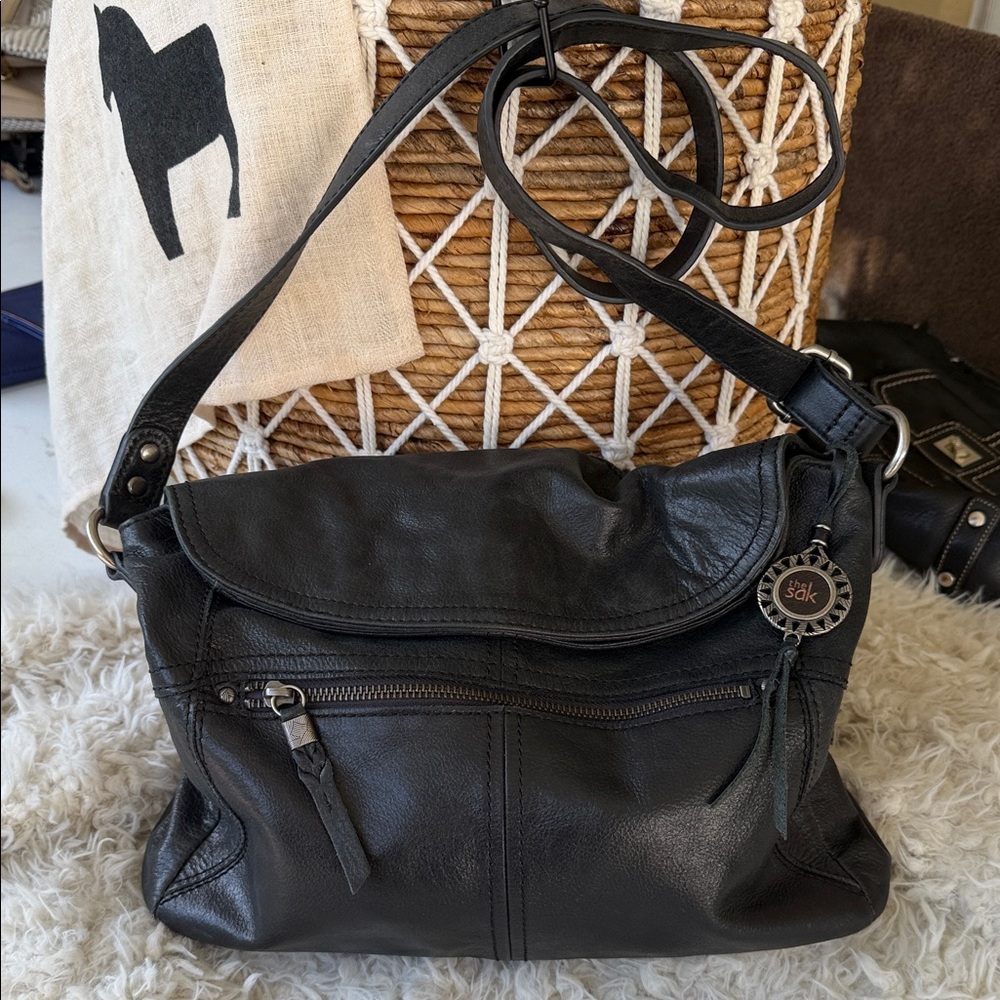 The Sak Charcoal Leather Shoulder Bag